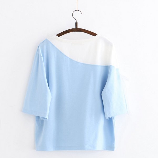 Women's Cartoon Print Round Neck Lace Up Short Sleeve